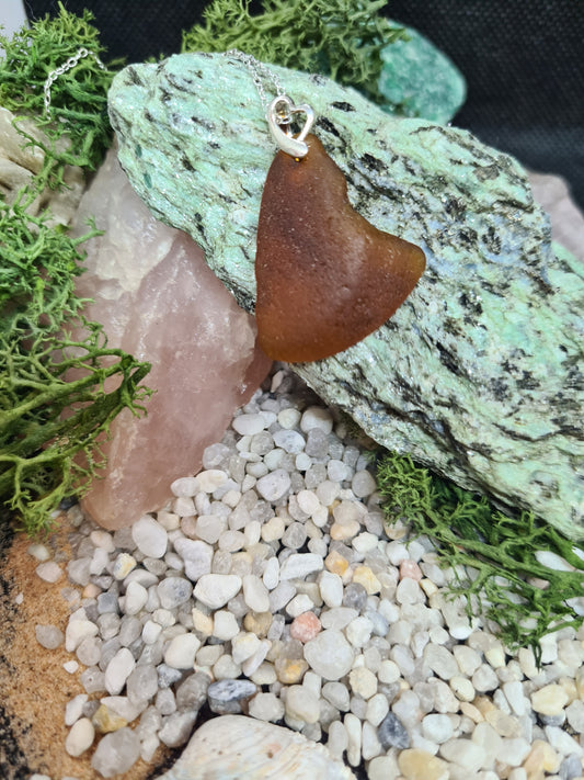 Brown seaglass heart