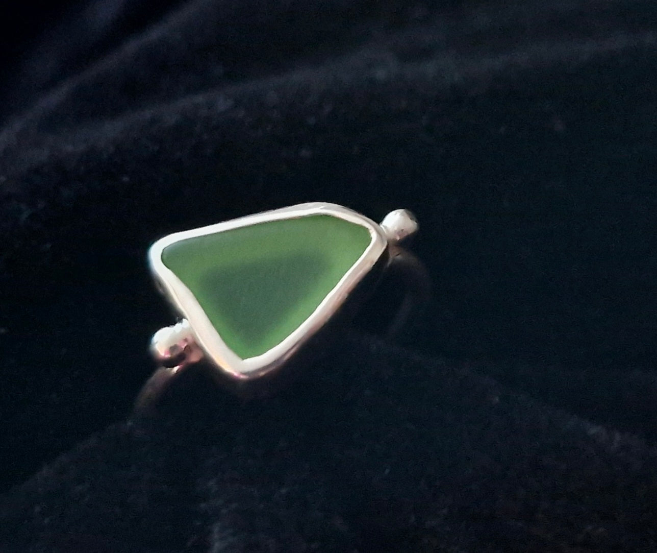 Small Green Sea Glass Ring