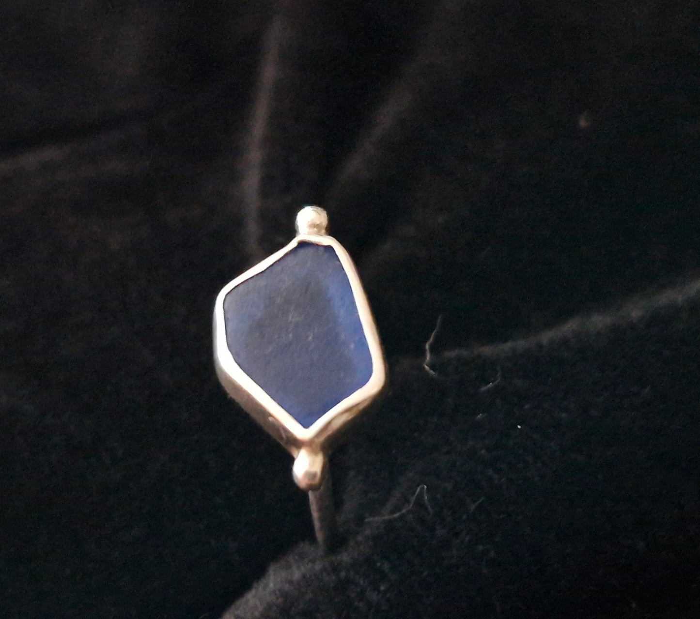 Small Blue Sea Glass Ring